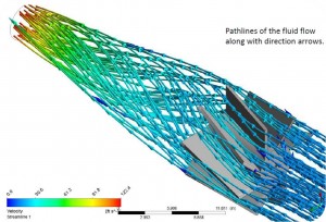 Pathlines of the Fluid Flow Along with Direction Arrows